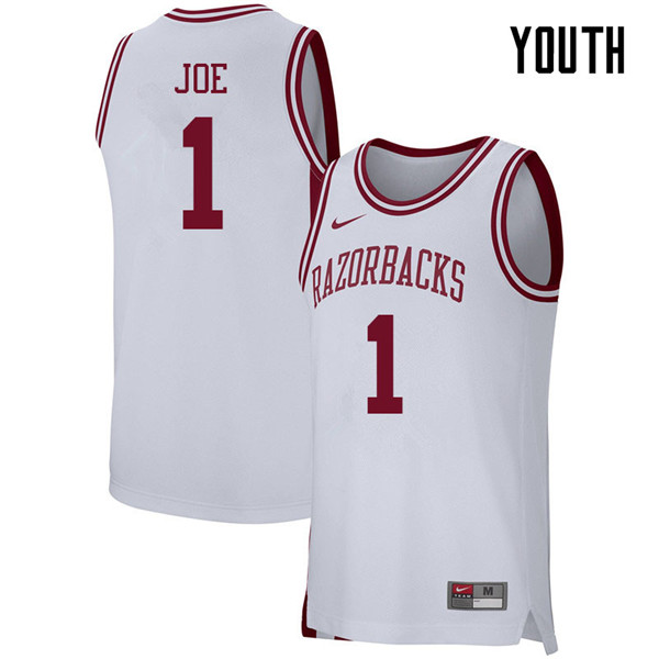 Youth #1 Isaiah Joe Arkansas Razorbacks College Basketball 39:39Jerseys Sale-White